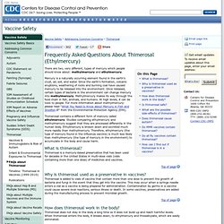 FAQ Thimerosal (Ethylmercury) - Vaccine Safety