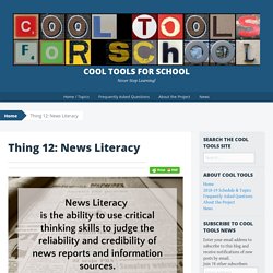 Thing 12: News Literacy - Cool Tools for School