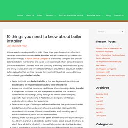 10 things you need to know about boiler installer - RBM/HVAC