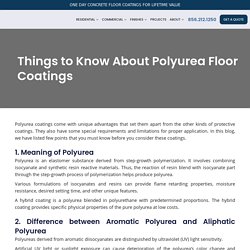 Things to Know About Polyurea Floor Coatings