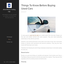 Things To Know Before Buying Used Cars