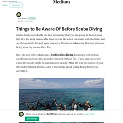 Things to Be Aware Of Before Scuba Diving – Carl Wilson
