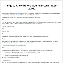 Things to Know Before Getting Inked (Tattoo) - Guide