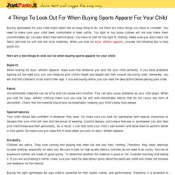 Few Things To Look Out For When Buying Sports Apparel For Your Child