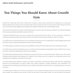 Ten Things You Should Know About Crossfit Gym