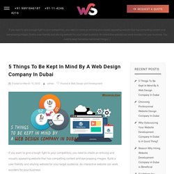 5 Things To Be Kept In Mind By A Web Design Company In Dubai