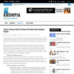 Things To Keep In Mind To Choose The Right Web Developer Degree Knowpia