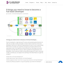 8 things you need to know to become a Full Stack Developer - Online Career IT Training School