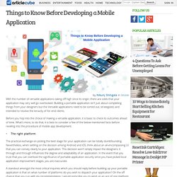 Things to Know Before Developing a Mobile Application