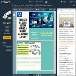 Things to be done before hiring a Digital Marketing Agency