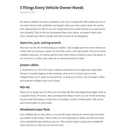 5 Things Every Vehicle Owner Needs