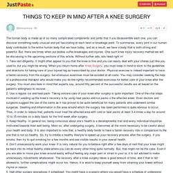 THINGS TO KEEP IN MIND AFTER A KNEE SURGERY