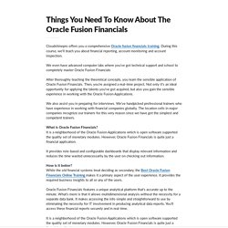 Things You Need To Know About The Oracle Fusion Financials