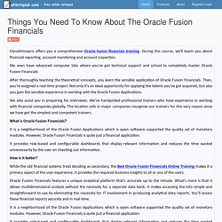 Things You Need To Know About The Oracle Fusion Financials