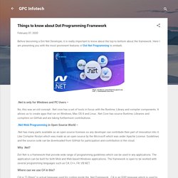 Things to know about Dot Programming Framework