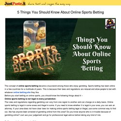 5 Things You Should Know About Online Sports Betting