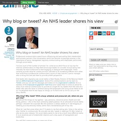 Why blog or tweet? An NHS leader shares his view