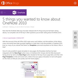 Microsoft OneNote - 5 things you wanted to know about OneNote 2010