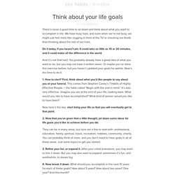 » Think about your life goals