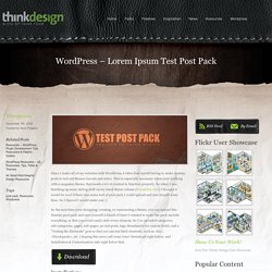Think Design Blog - Wordpress - Lorem Ipsum Test Post Pack