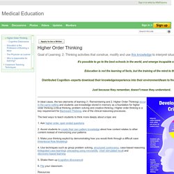 Higher Order Thinking - Medical Education