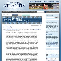 Text Patterns: more on thinking