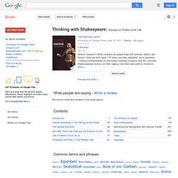 Thinking with Shakespeare: Essays
