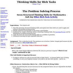 Thinking Skills for Rich Tasks