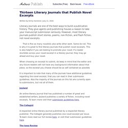 » Thirteen Literary Journals that Publish Novel Excerpts