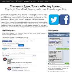 NKCSS Thomson / SpeedTouch WPA Key Lookup