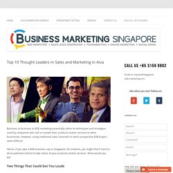 Top 10 Thought Leaders in Sales and Marketing in Asia