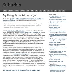 My thoughts on Adobe Edge : Suburbia