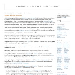 Random Thoughts on Digital Identity: Identity Ontology Taxonomy