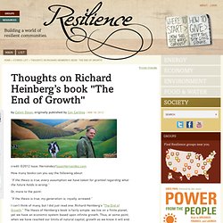 Thoughts on Richard Heinberg’s book "The End of Growth"