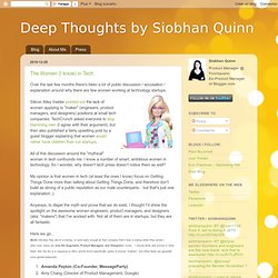 Deep Thoughts by Siobhan Quinn: The Women (I know) in Tech