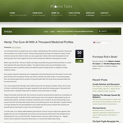 Hemp: The Cure All With A Thousand Medicinal Profiles « Phoenix Tears