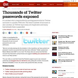 Thousands of Twitter passwords exposed