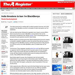India threatens to ban 1m BlackBerrys