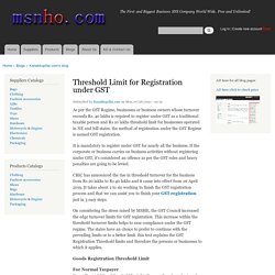 Threshold Limit for Registration under GST