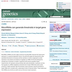 MicroRNAs can generate thresholds in target gene expression : Nature Genetics