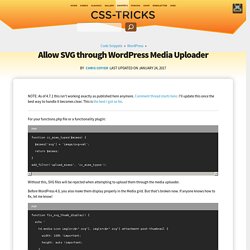 Allow SVG through WordPress Media Uploader