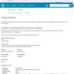 Intel(R) Thunderbolt(TM) 3 Firmware Update Driver Details