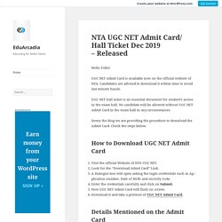 NTA UGC NET Admit Card/ Hall Ticket Dec 2019 – Released – EduArcadia