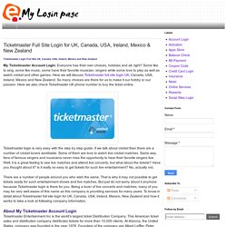 Ticketmaster Full Site Login for UK, Canada, USA, Ireland, Mexico & New Zealand