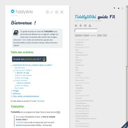 TiddlyWiki guide FR — Guide de prise en main de TiddlyWiki