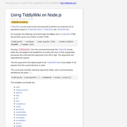 Using TiddlyWiki on Node.js: TiddlyWiki — a non-linear personal web notebook