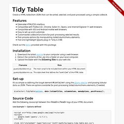 Tidy Table - Generate a sortable HTML table from JSON