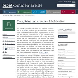 Tiere, Reine und unreine – Bibel-Lexikon