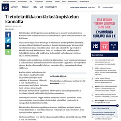 Tietotekniikka on tärkeää opiskelun kannalta - Mielipide - Helsingin Sanomat