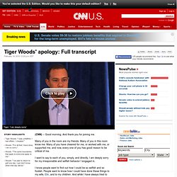 Tiger Woods' apology: Full transcript